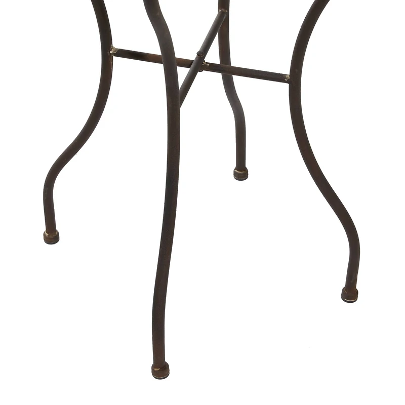 24" Silver Metal Flower Top End Table