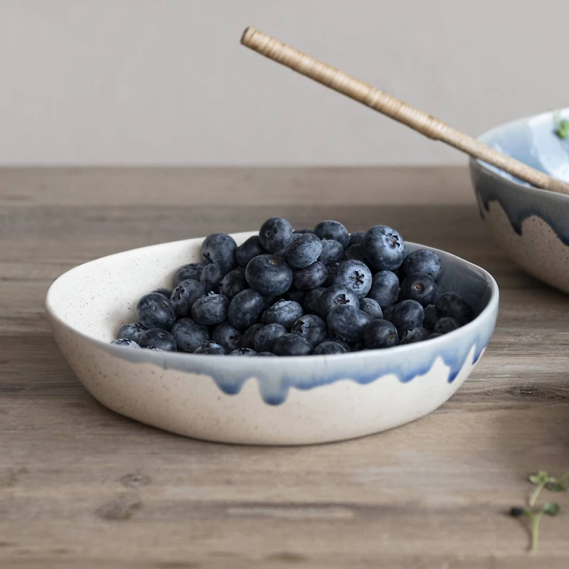Hello Honey® 8.25" Blue & Cream Crackle Glaze Stoneware Serving Bowl