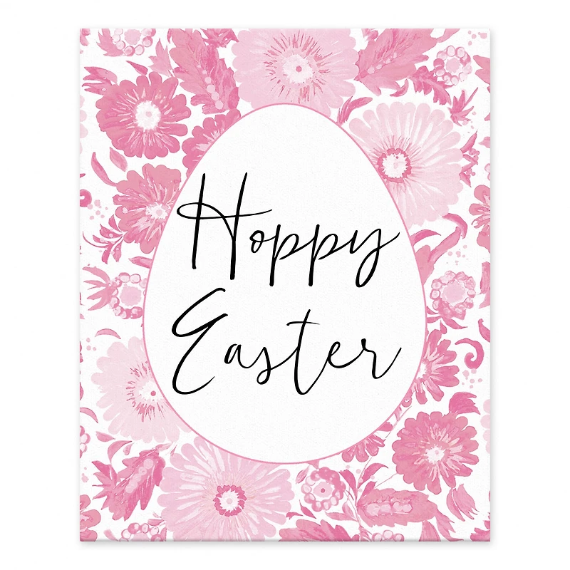 Hoppy Easter Floral Egg Tabletop Canvas Art