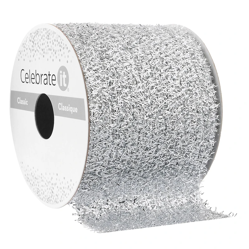 2.5" x 3yd. Woven Metallic Silver Ribbon by Celebrate It™ Classic