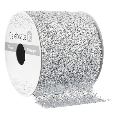 2.5" x 3yd. Woven Metallic Silver Ribbon by Celebrate It™ Classic