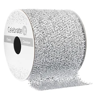 2.5" x 3yd. Woven Metallic Silver Ribbon by Celebrate It™ Classic