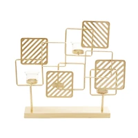 Gold Metal Contemporary Candelabra, 16" x 18" x 5"