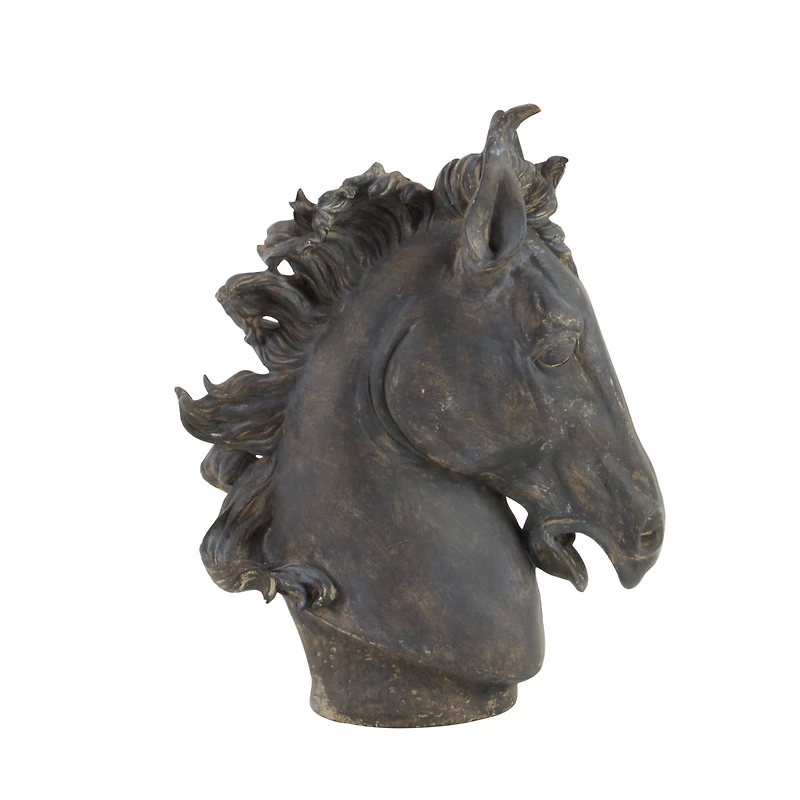 25" Brown Polystone Traditional Horse Sculpture