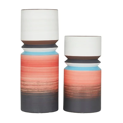 Set of 2 Multi Stoneware Modern Vase, 14" x 5" x 5"