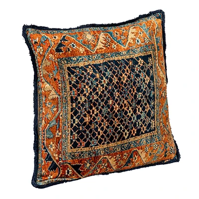 Hello Honey® 20" x 20" Bohemian Rhapsody Velvet Pillow with Vintage Carpet Print