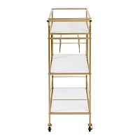 Honey Can Do 3-Tier Gold & White Rolling Bar & Serving Cart with Handles