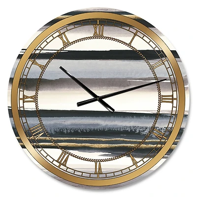 Designart 'Gold Watercolor Amethyst I Glam Wall Clock