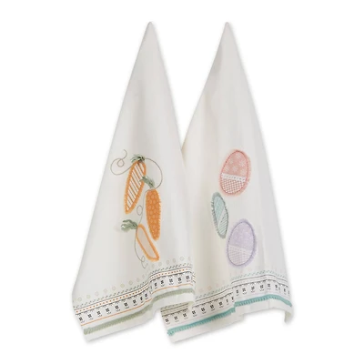 Carrots And Eggs Embellished Dishtowel (Set of 2)