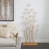 5ft. Gold Metal Tall Floral Sculpture with Crystal Embellishments