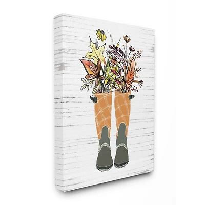 Stupell Industries Fall Foliage in Boots Canvas Wall Art
