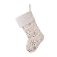 Glitzhome® 21" White Plush with Snowflake Christmas Stocking