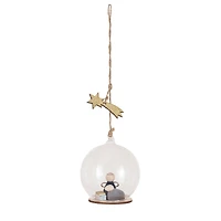 Hello Honey® 3.5" Glass Cloche with Wood Nativity Scene & Star Ornament