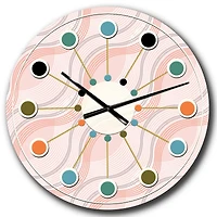 Designart 'Pink Elegant Pastel Waves Mid-Century Modern Wall Clock
