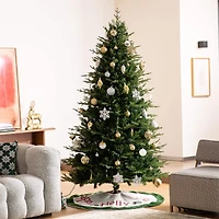 Glitzhome® 48" Dimensional Christmas Holly Leaves Felt Tree Skirt