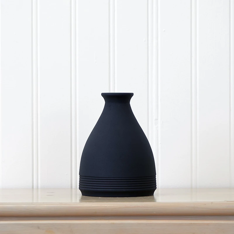 10" Black Matte Cone Stone Vase