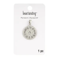 Rhodium Round Zodiac Pendant by Bead Landing™