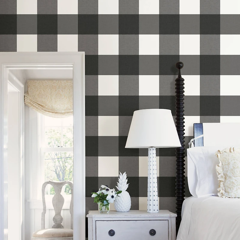 Wallpops Charcoal Farmhouse Plaid Peel & Stick Wallpaper