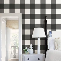 Wallpops Charcoal Farmhouse Plaid Peel & Stick Wallpaper