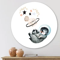Designart - Little Penguin With Stars and Planets I