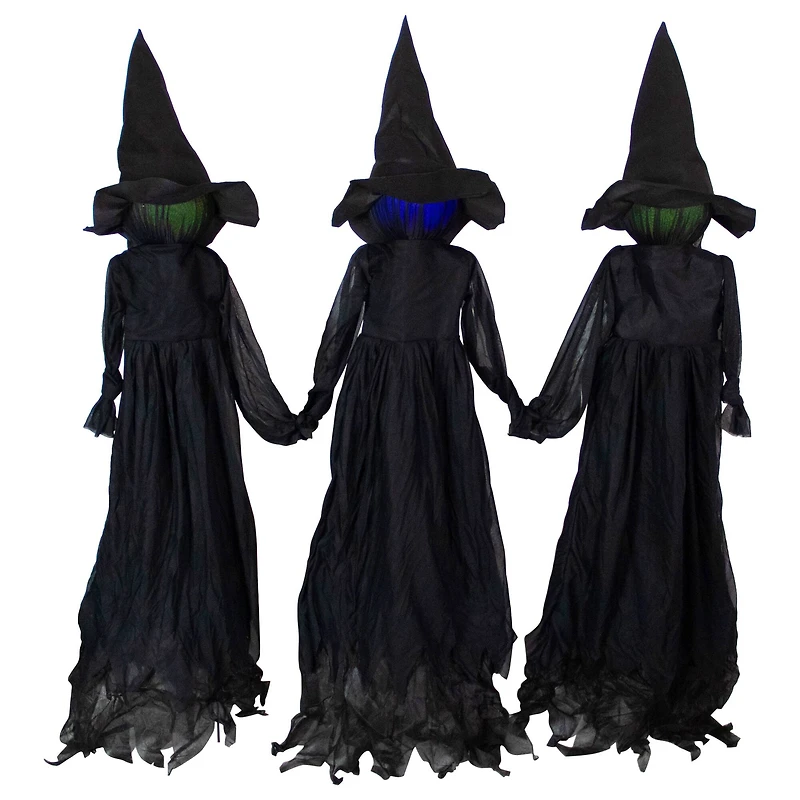 4ft. Lighted Faceless Witch Trio Outdoor Halloween Stakes