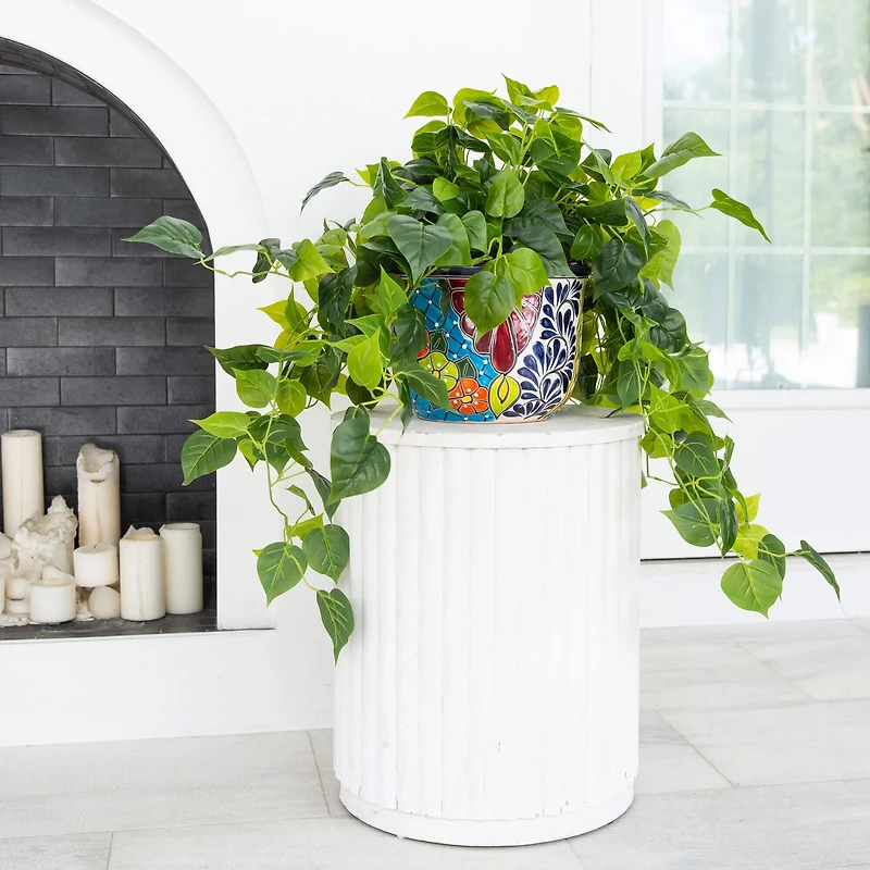 3.5ft. UV-Resistant Artificial Philodendron in Handmade Mexican Talavera Ceramic Planter
