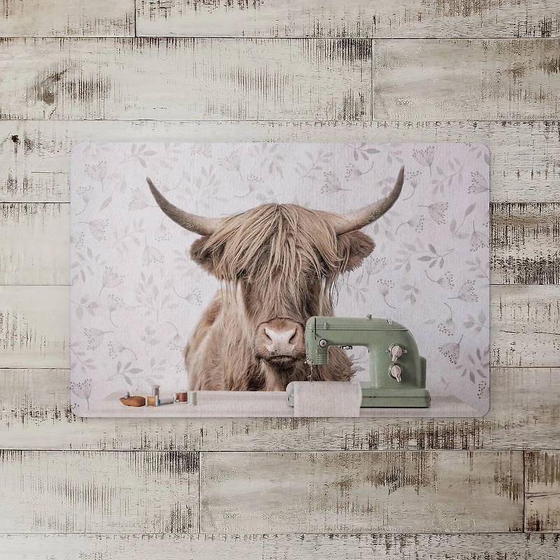 18" x 27" Highland Cow at Desk Sewing Floor Mat