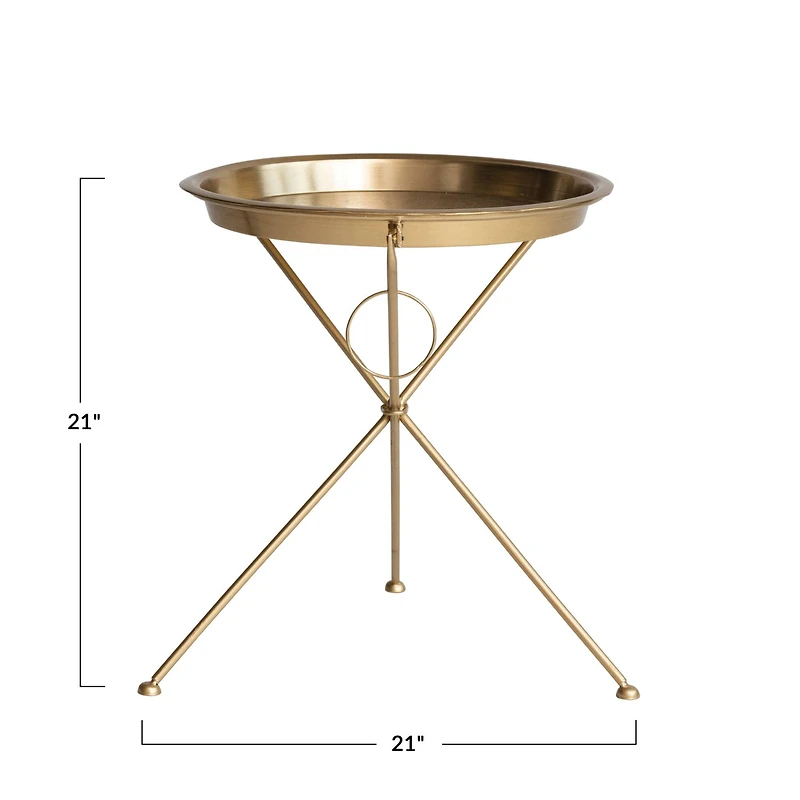 Hello Honey® 21" Brass Finish Art Deco Metal Folding Tray Table