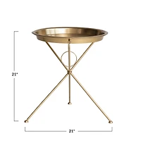 Hello Honey® 21" Brass Finish Art Deco Metal Folding Tray Table