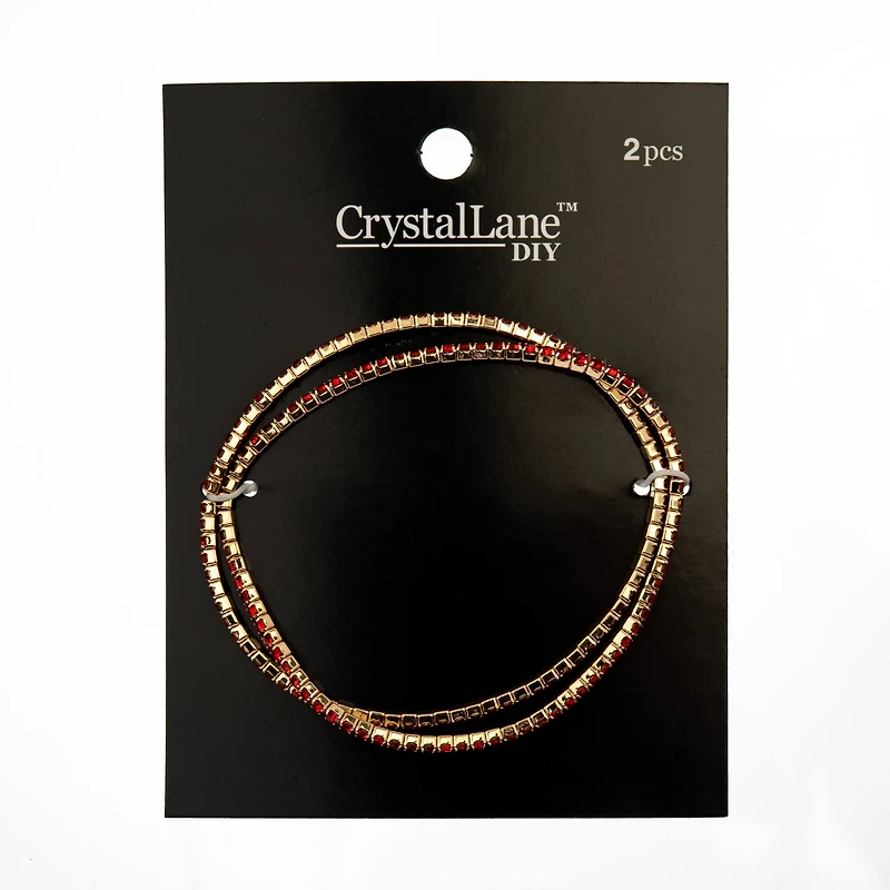 Crystal Lane DIY Gold & Light Siam Rhinestones Bracelets, 2ct.