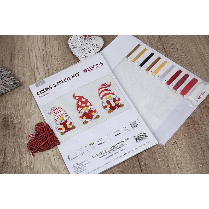 Luca-S Gnomes Of Valentine's Day Plastic Canvas Counted Cross Stitch Kit