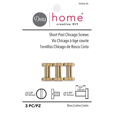 Dritz® Home Brass Short Post Chicago Screws, 3ct.