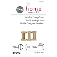 Dritz® Home Brass Short Post Chicago Screws, 3ct.