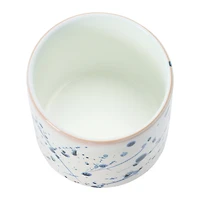 Hello Honey® 6" White & Blue Splatter Design Stoneware Footed Planter