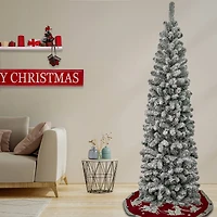7.5ft. Unlit Acacia Pencil Slim Flocked Artificial Christmas Tree