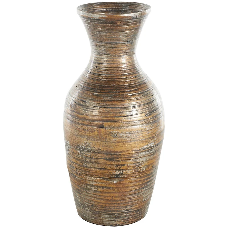 Brown Bamboo Wood Antique Inspired Vase