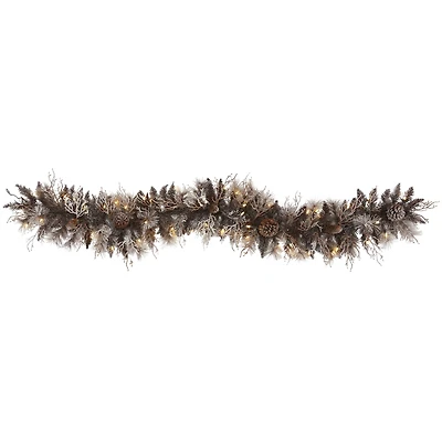 6ft. LED Flocked Pine & Pinecone Christmas Garland