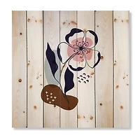 Designart - Abstract Flowers On Minimal Shapes IV - Modern Print on Natural Pine Wood