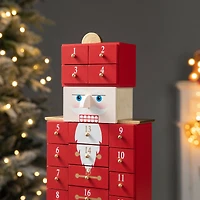 Glitzhome® 17.25'' Wooden Christmas Nutcracker Countdown Calendar Décor with Drawer