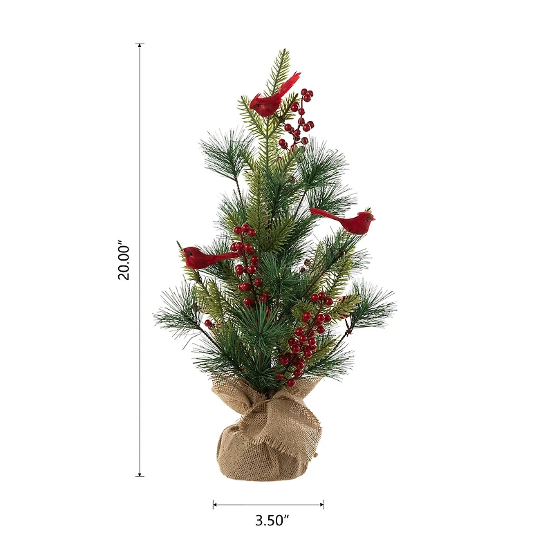 20" Unlit Cardinal Artificial Tabletop Christmas Tree