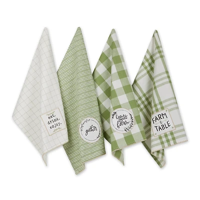 Antique Green  Farm To Table Embellished Dishtowel (Set of 4)