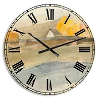 Designart 'Coming On Farmhouse Landscape Traditional Wall Clock