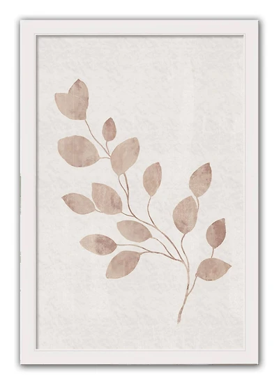 Cream Leaves 20" x 30" White Framed Print Under Plexiglass
