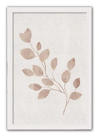 Cream Leaves 20" x 30" White Framed Print Under Plexiglass