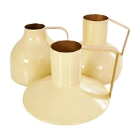 CosmoLiving by Cosmopolitan Yellow Metal Abstract Enameled Vase with Gold Handle Set