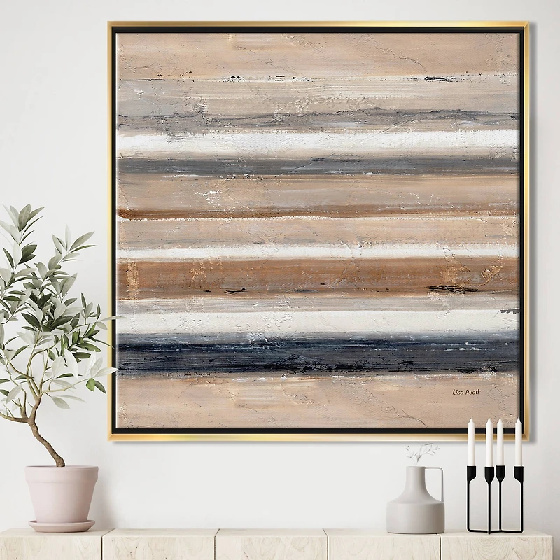 Designart - Geometric Circle Natural Balance III - Mid-Century Modern Transitional Framed Canvas