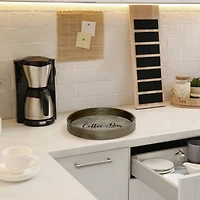 Elegant Designs™ 13.8" Round Gray Wash Coffee Bar Serving Tray with Handles