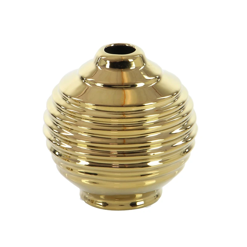 6" Gold Stoneware Glam Vase, 3ct.