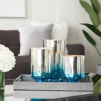 Blue Coastal Candle Holder Set