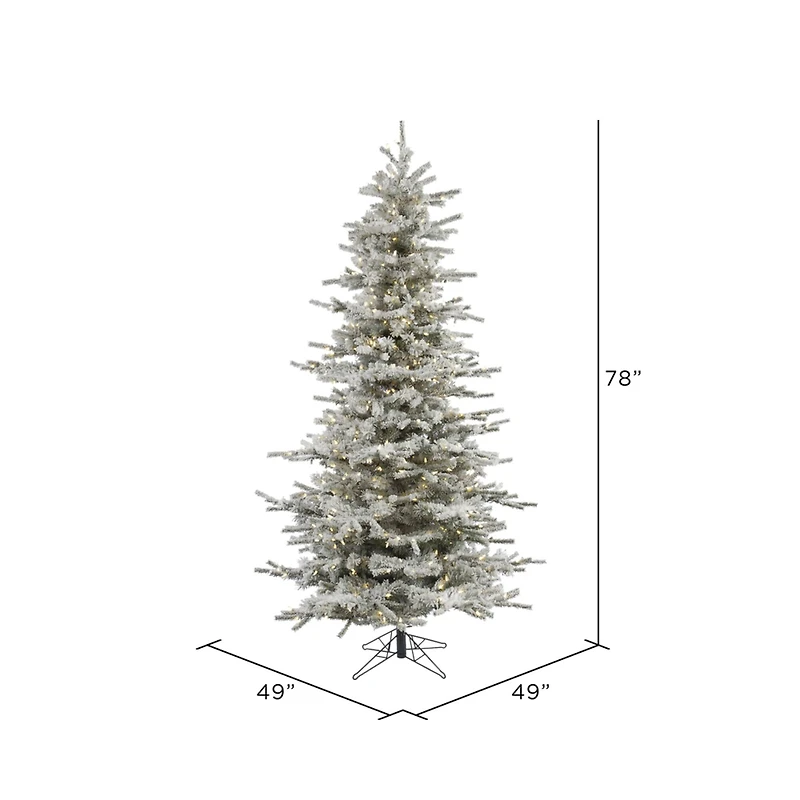 6.5ft. Pre-Lit Slim Flocked Sierra Fir Artificial Christmas Tree, Pure White Dura-Lit® LED Lights